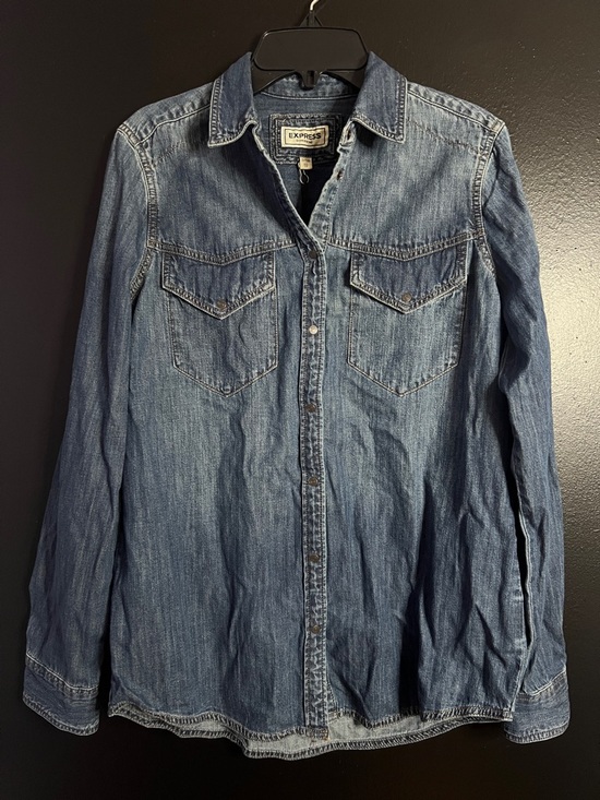 Express Tops - EXPRESS Blue Denim Western Shacket